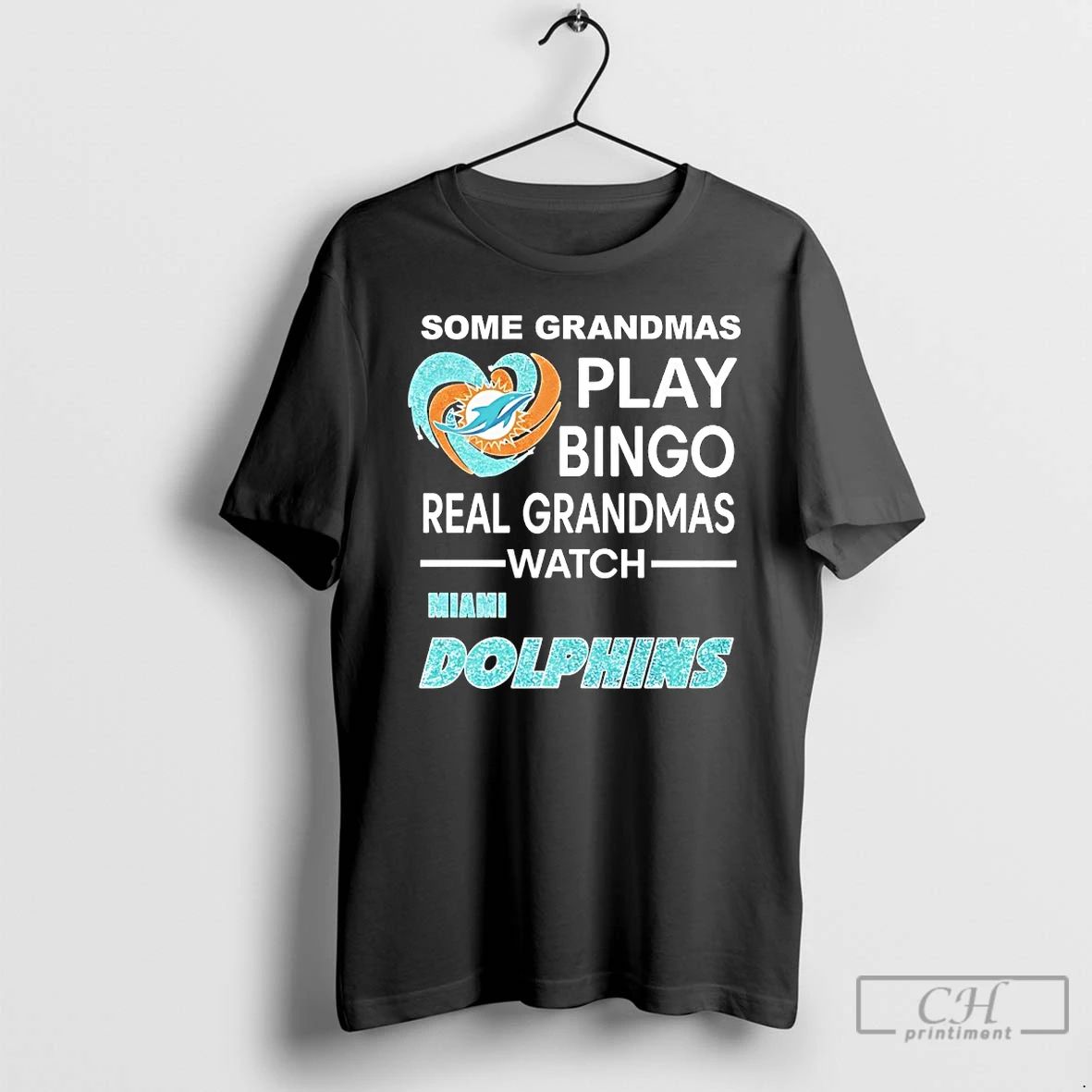 Classic Some Grandmas Play Bingo Real Grandmas Watch Miami Dolphins Diamond Heart T Shirts