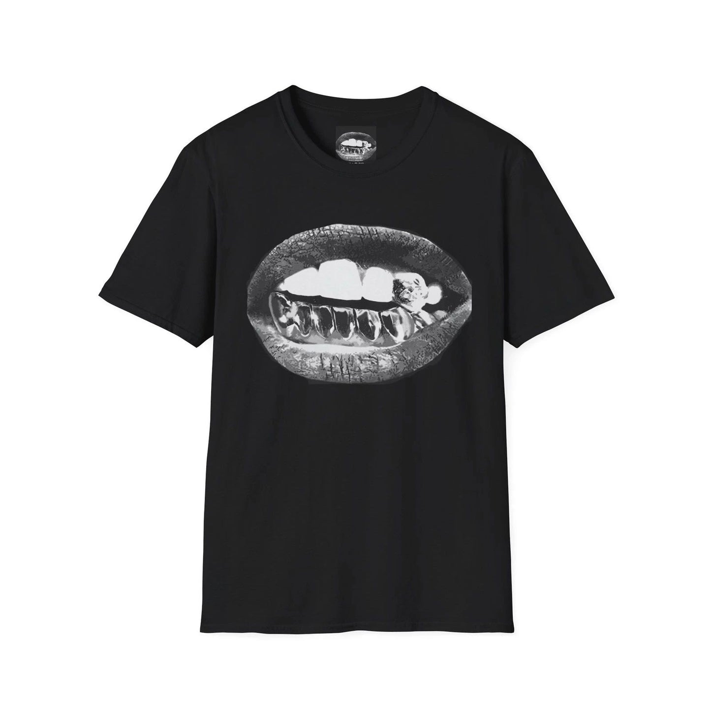 Grillz Mouth Graphic T-Shirt | Black Lip Bite Teeth Design