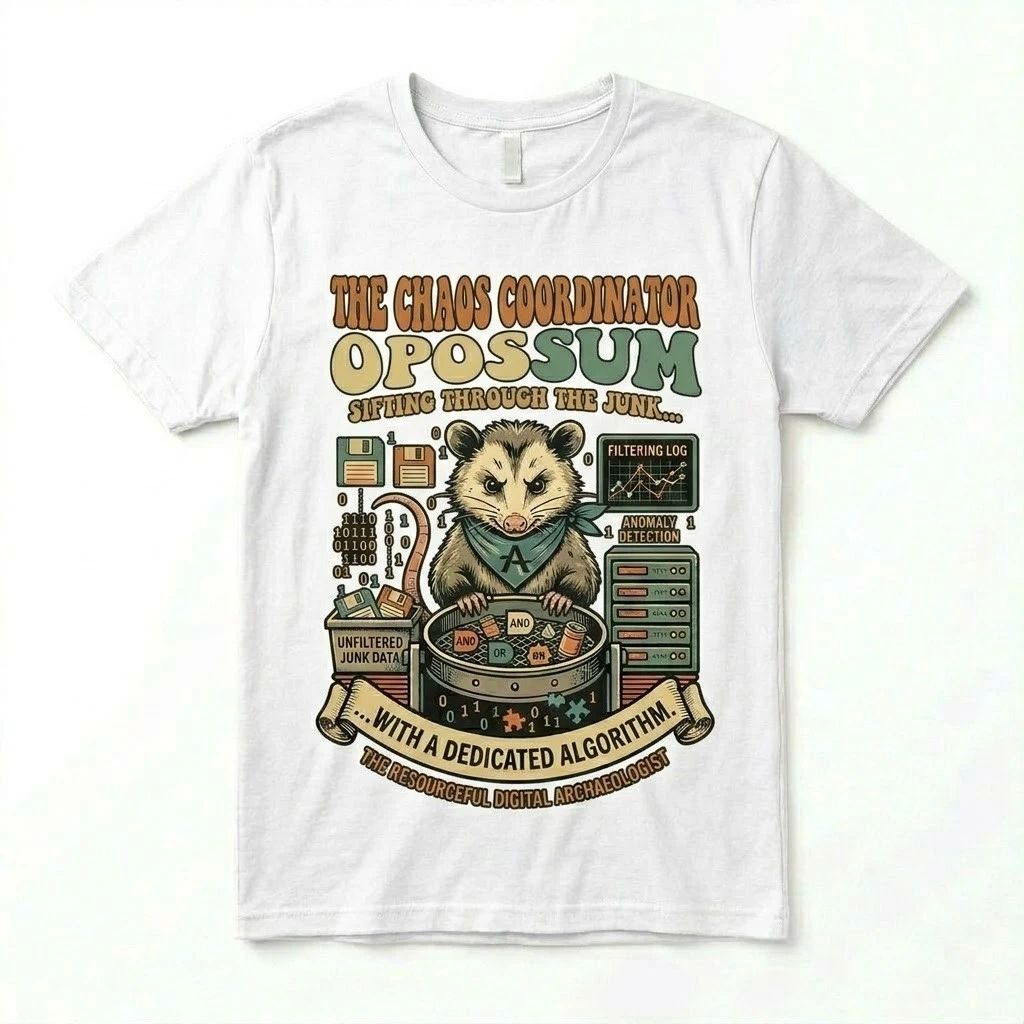 Funny Opossum Chaos Coordinator T-Shirt IT Programmer Data Science Tech Gift Tee