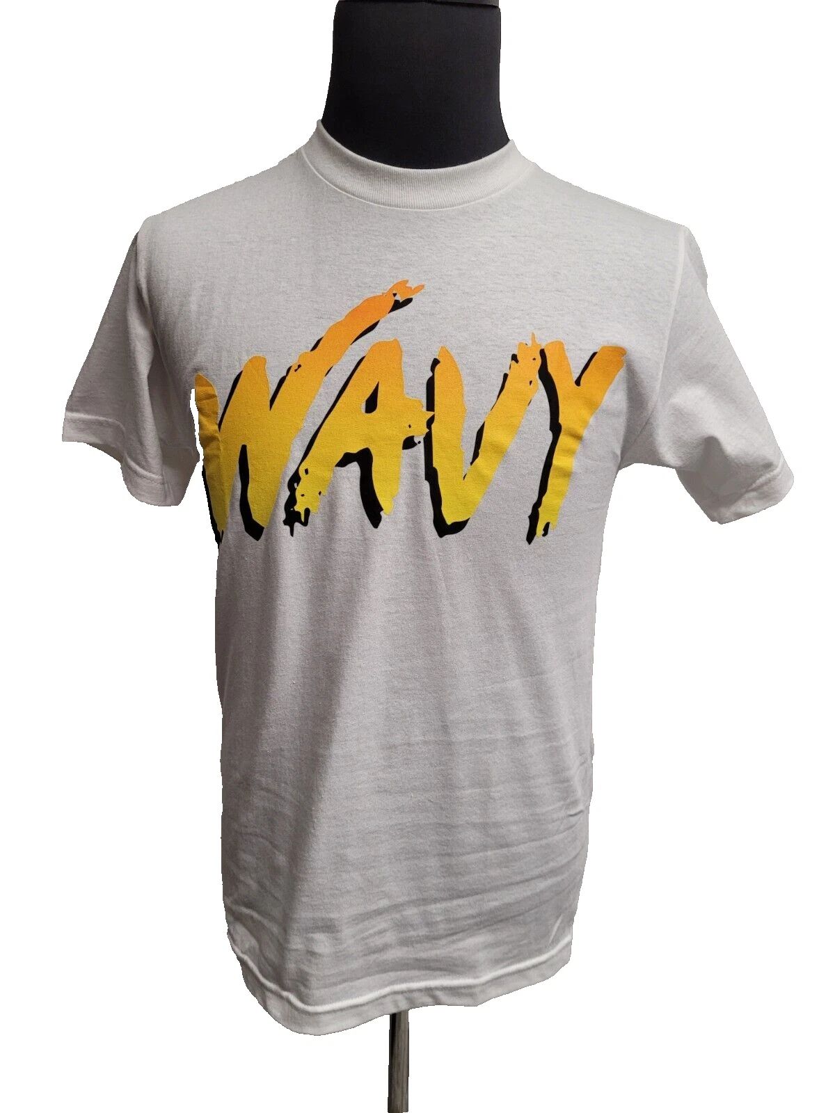 NNT Men's Wavy Tee (S) White Short Sleeve "Wavy" Graphic 100% Cotton