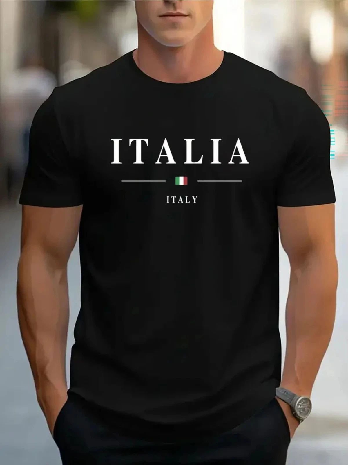 ITALIA Crew Neck Casual Short Sleeves T-Shirt