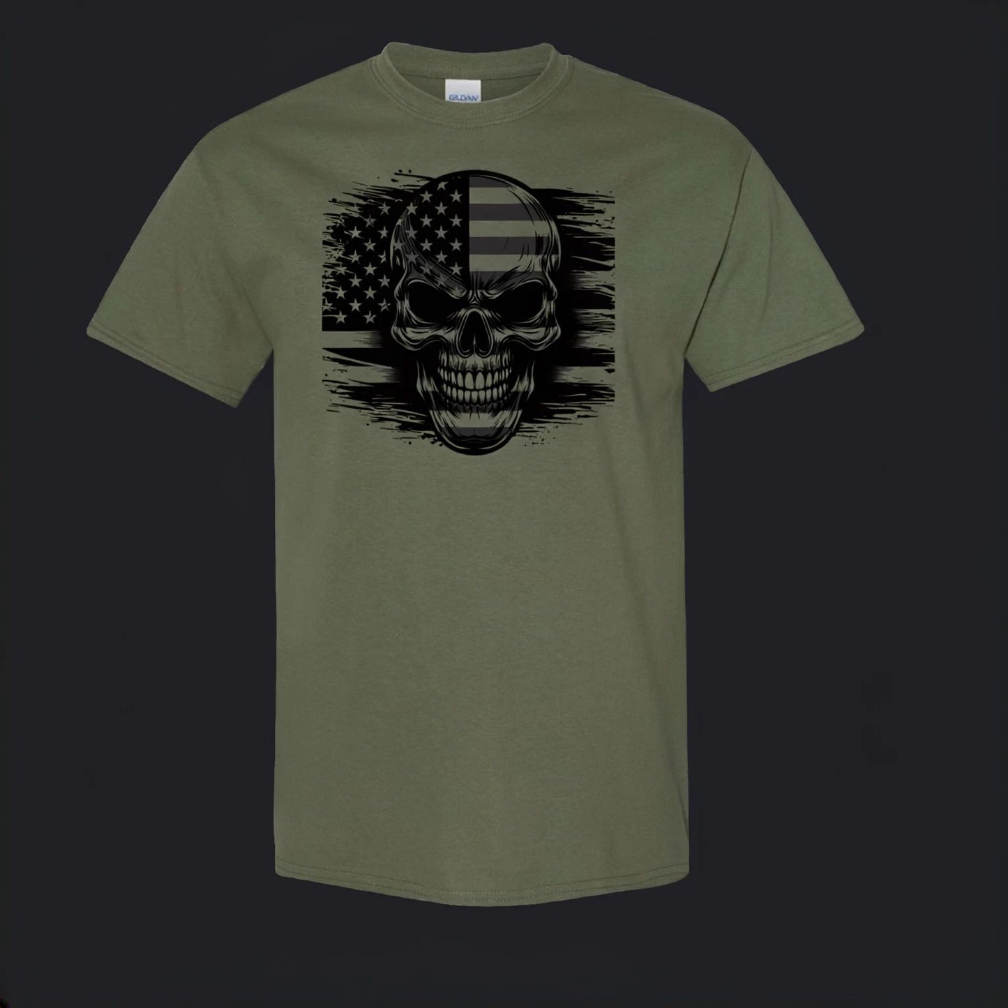 American Skull USA Flag Military Honor Veteran Patriotic Shirt