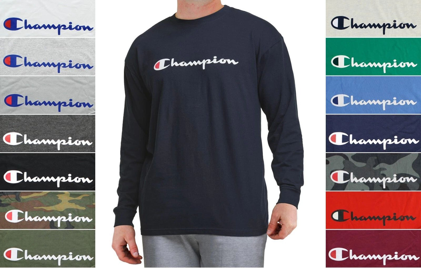 Champion Men's Jersey T-Shirt Big & Tall Crew Neck Athleticwear Long Sleeve Tee