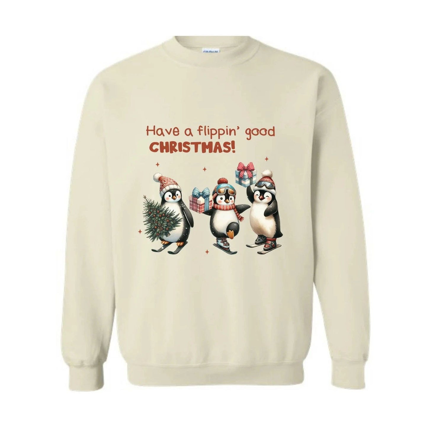 Have a Flippin' Good Christmas Penguins Sweatshirt, Cute Penguin Christmas Sweat