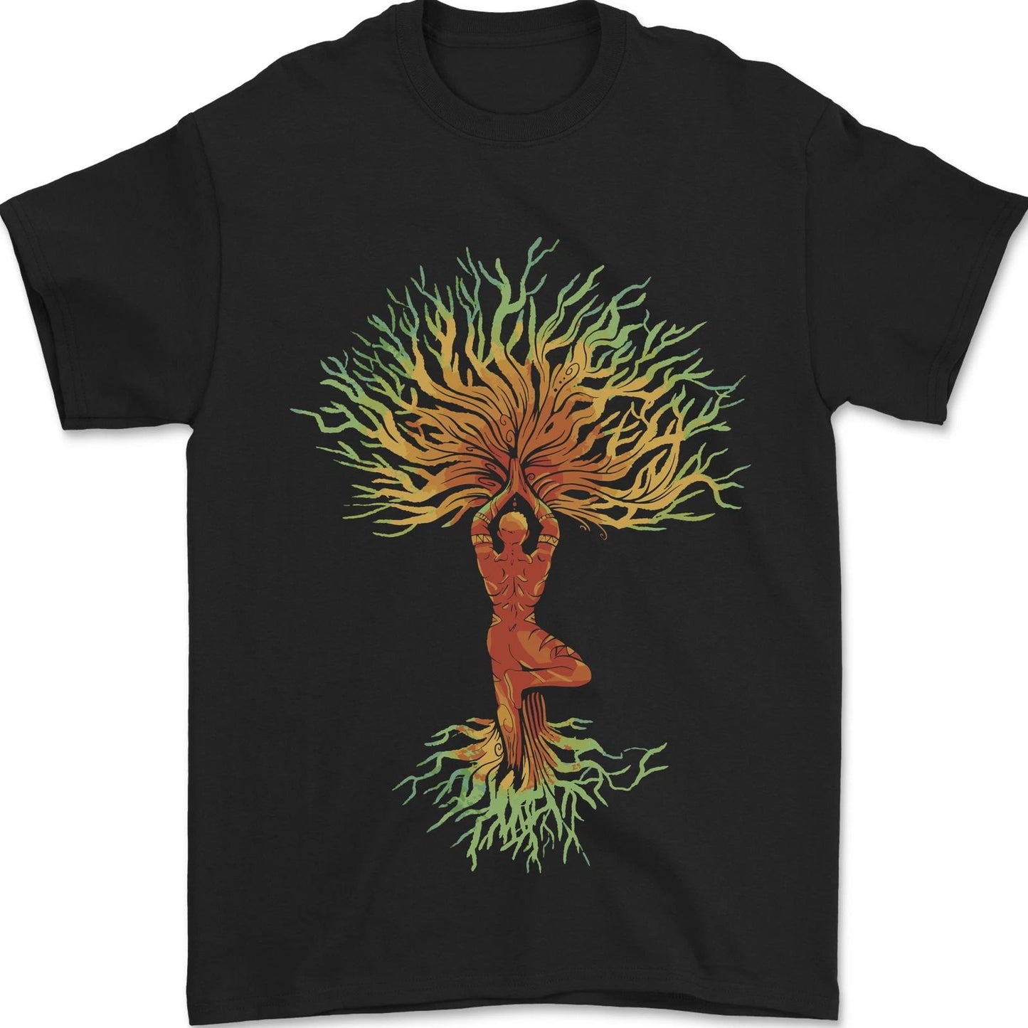 Yoga Tree Man Meditation Mens T-Shirt 100% Cotton