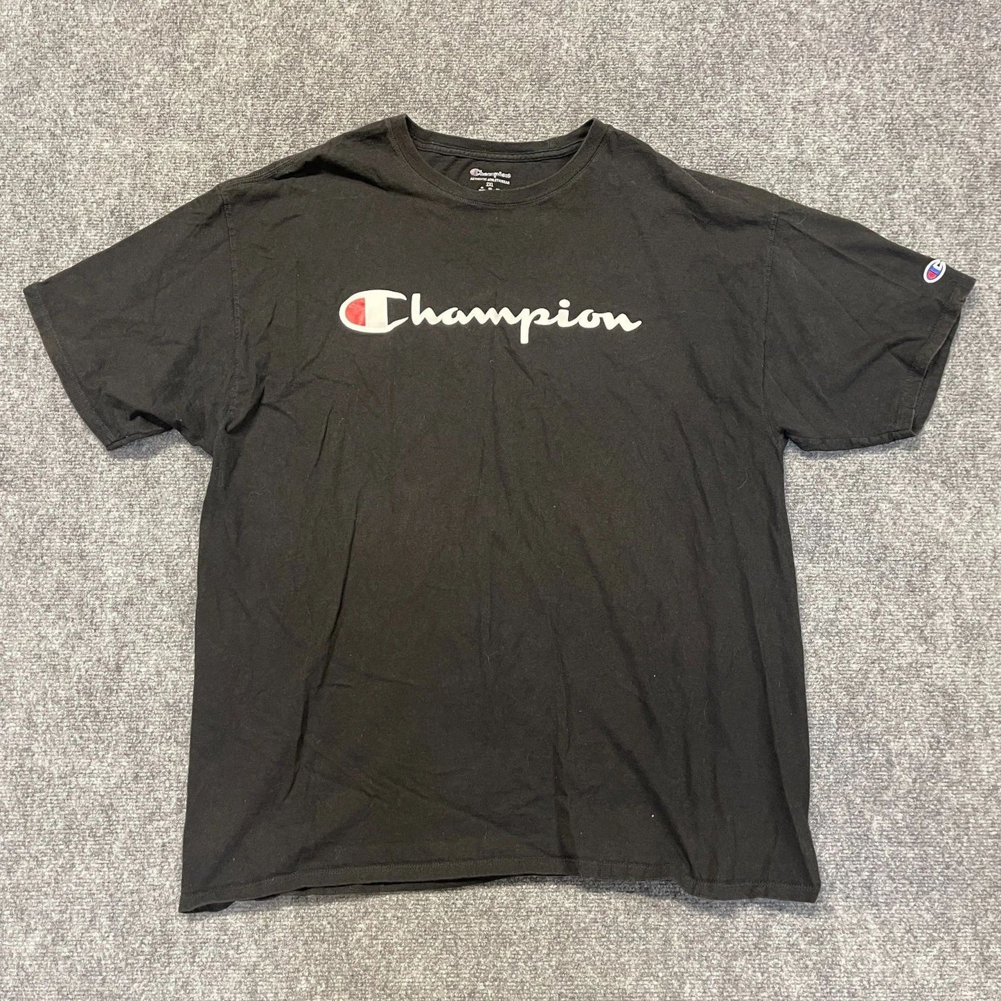 Champion Authentic Athletic Wear T Shirt Mens 2XL Black Logo Streetwear Outdoor
