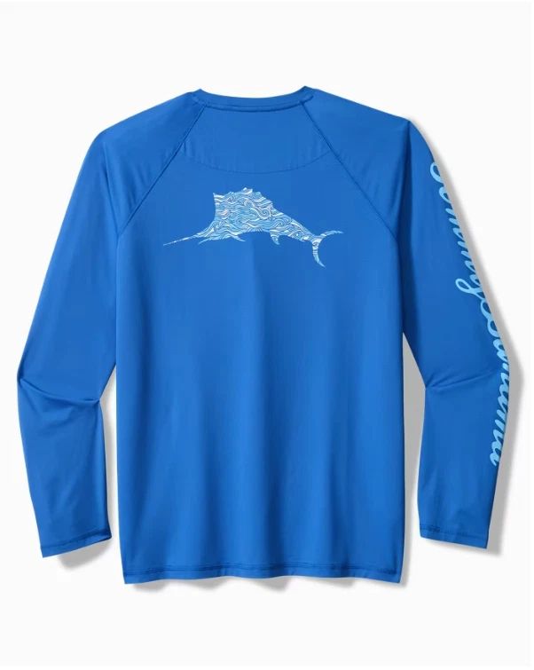 (NEW) TommyBahama Chill Time Surf IslandZone® Rash Guard, Cobalt Craze