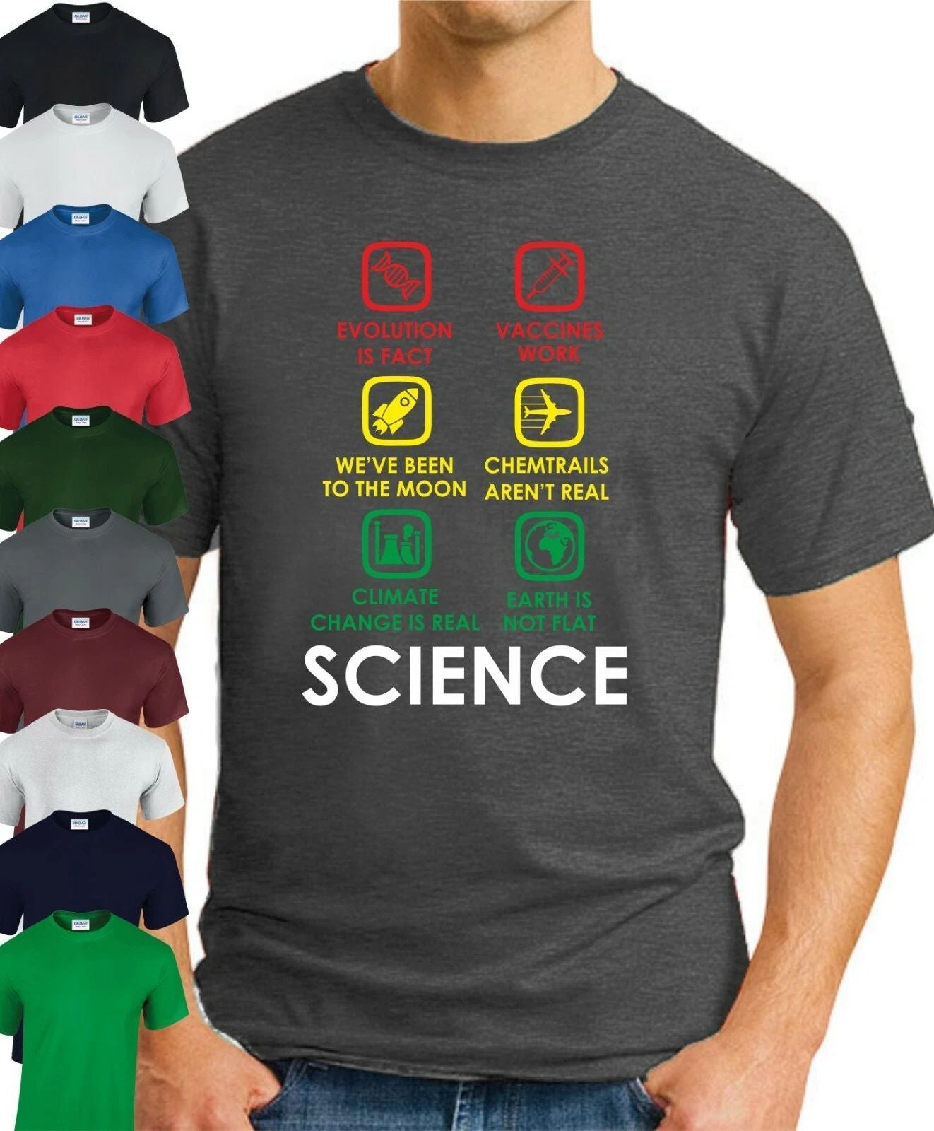 SCIENCE T-SHIRT > Funny Slogan Geek Nerd Evolution Climate Change Conspiracy