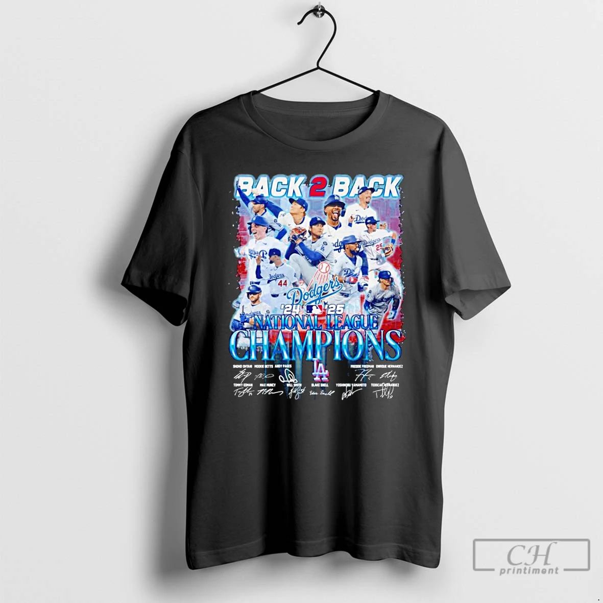 Classic La Dodgers Back 2 Back 24 25 National League Champions Signatures T Shirts