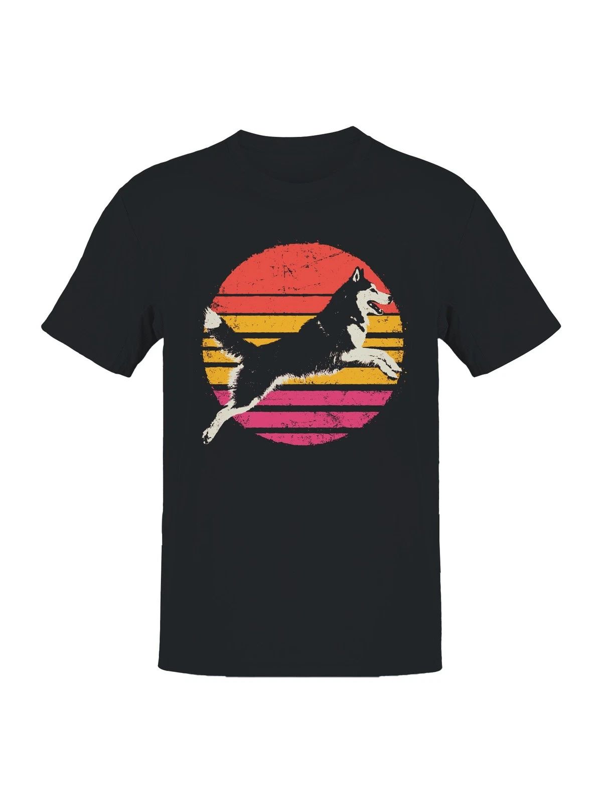 Retro Sunburst Husky Design Men's T-shirt