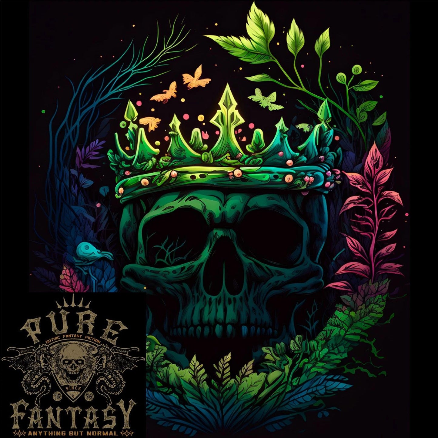 Fantasy Skull King in a Wreath Mens Light Cotton T-Shirt