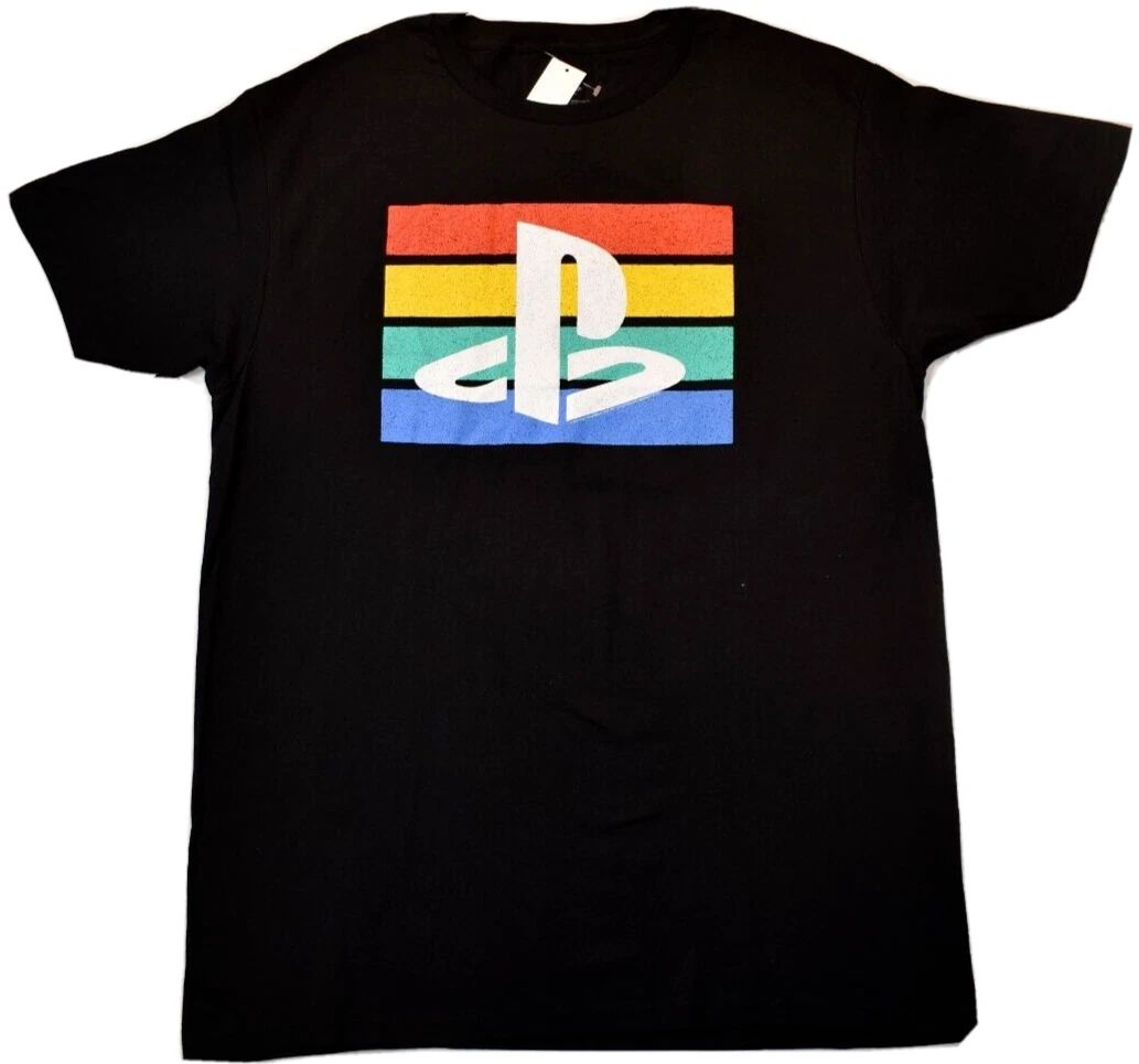 PlayStation Men's PS Distressed Logo Gaming Console Black Shirt NWT S, M, L, XL