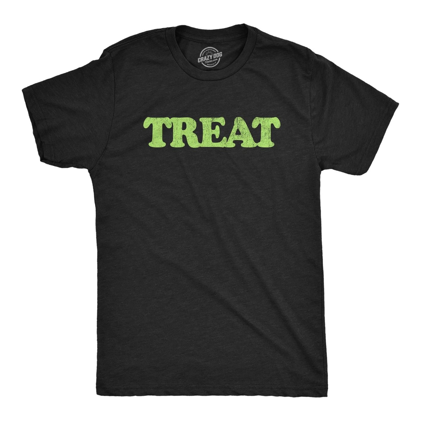 Mens Treat and Treat T Shirt Funny Halloween Trick Or Treat Joke Tee for Guys