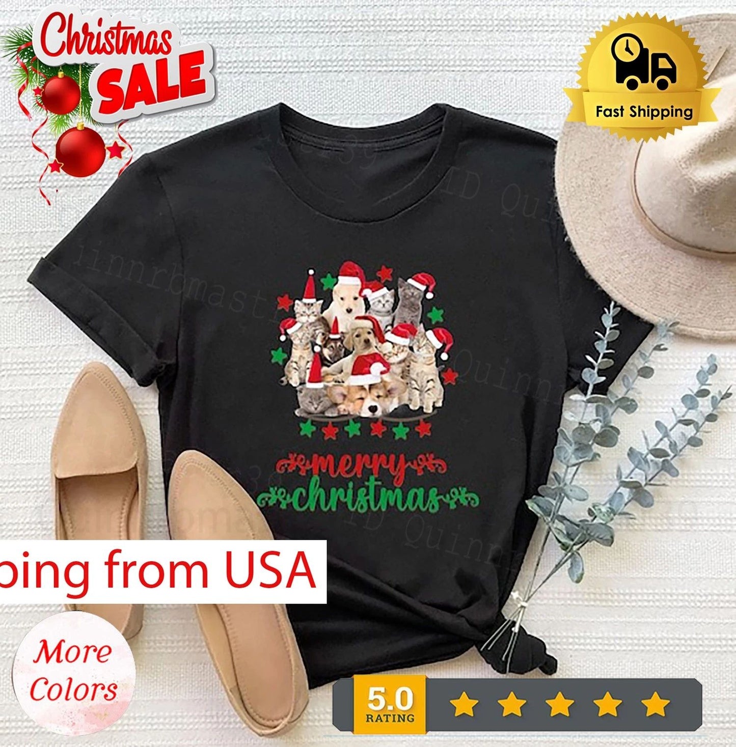 Cute Dogs Shirt, Cats Dogs Christmas Tree, Merry Dogmas, Christmas Dog T-shir...
