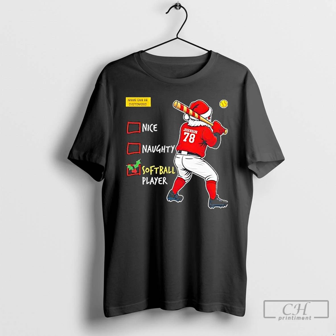 Premium Santa Softball Christmas Naughty Softball Player T Shirts