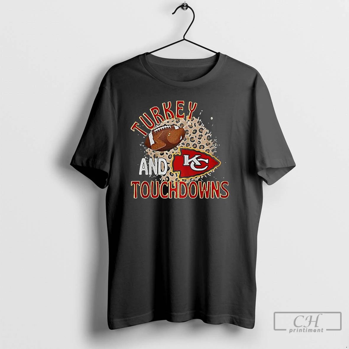 Classic Kansas City Chiefs Football Turkey And Touchdowns Thanksgiving T Shirts