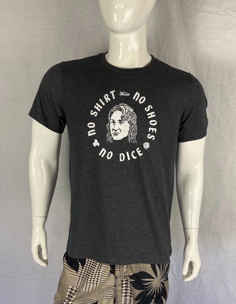 No Shirt No Shoes No Dice Spicoli Graphic Gray T Shirt, A Grade, Men's Large