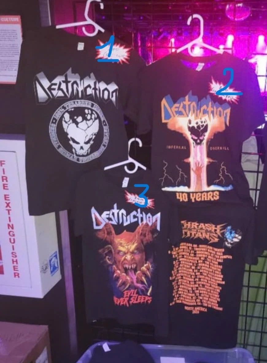 Destruction Band T-Shirt Thrash Metal 40 Years Evil Never Sleeps Black Graphic