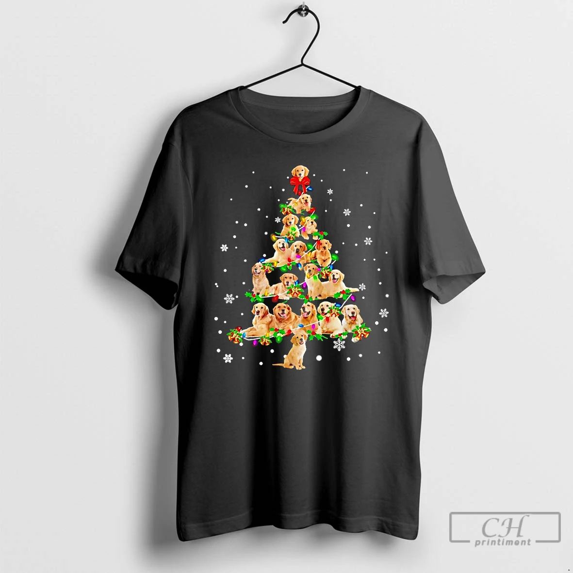 Classic Golden Retriever Christmas Tree T Shirts