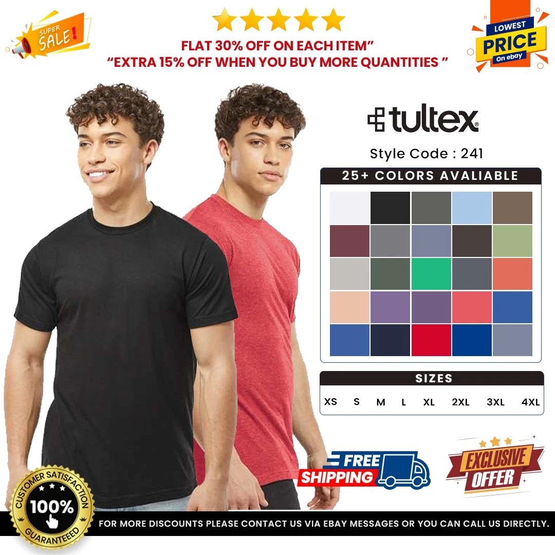 Tultex 241 Unisex 65% Polyester 35% USA Ringspun Cotton Poly-Rich T-Shirt