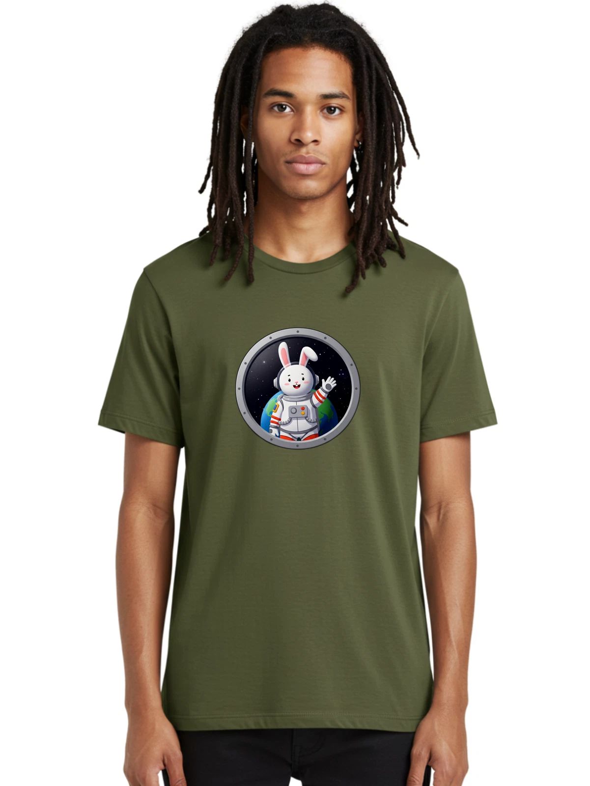 Space-Bunny-7 Mens Graphic Tee, 100% Cotton, Casual Summer Wear