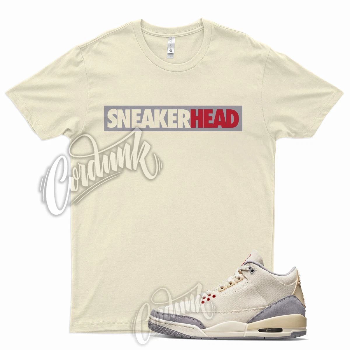 SNKRHD T Shirt for J1 3 Muslin University Red Cement Grey Sail Butter Cream