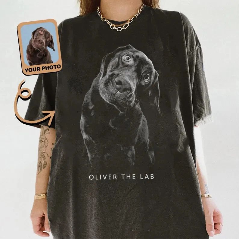 Custom Pet Photo Comfort Tee Dog Lover Gift Personalized Picture Shirt Idea