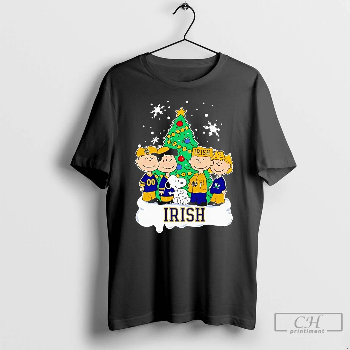 Premium Peanuts Characters Notre Dame Fighting Irish Christmas Tree T Shirts