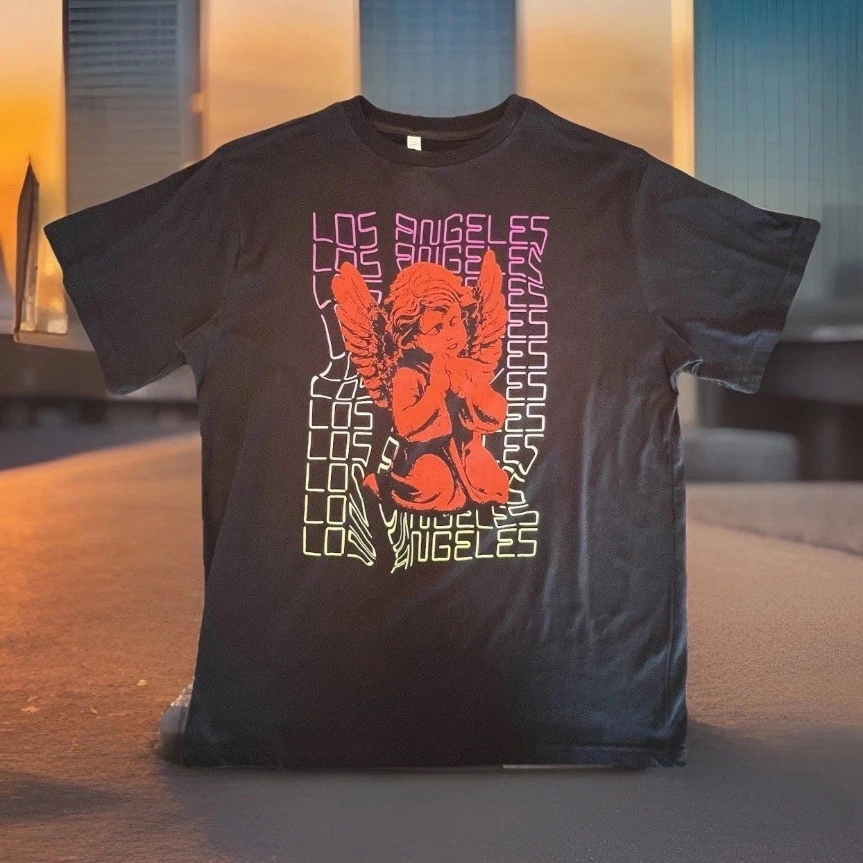 “LOS ANGELES" Men's Large Graphic T-Shirt Retro Urban LA