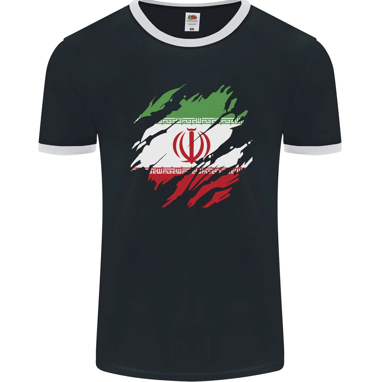 Torn Iran Flag Iranian Day Football Mens Ringer T-Shirt FotL