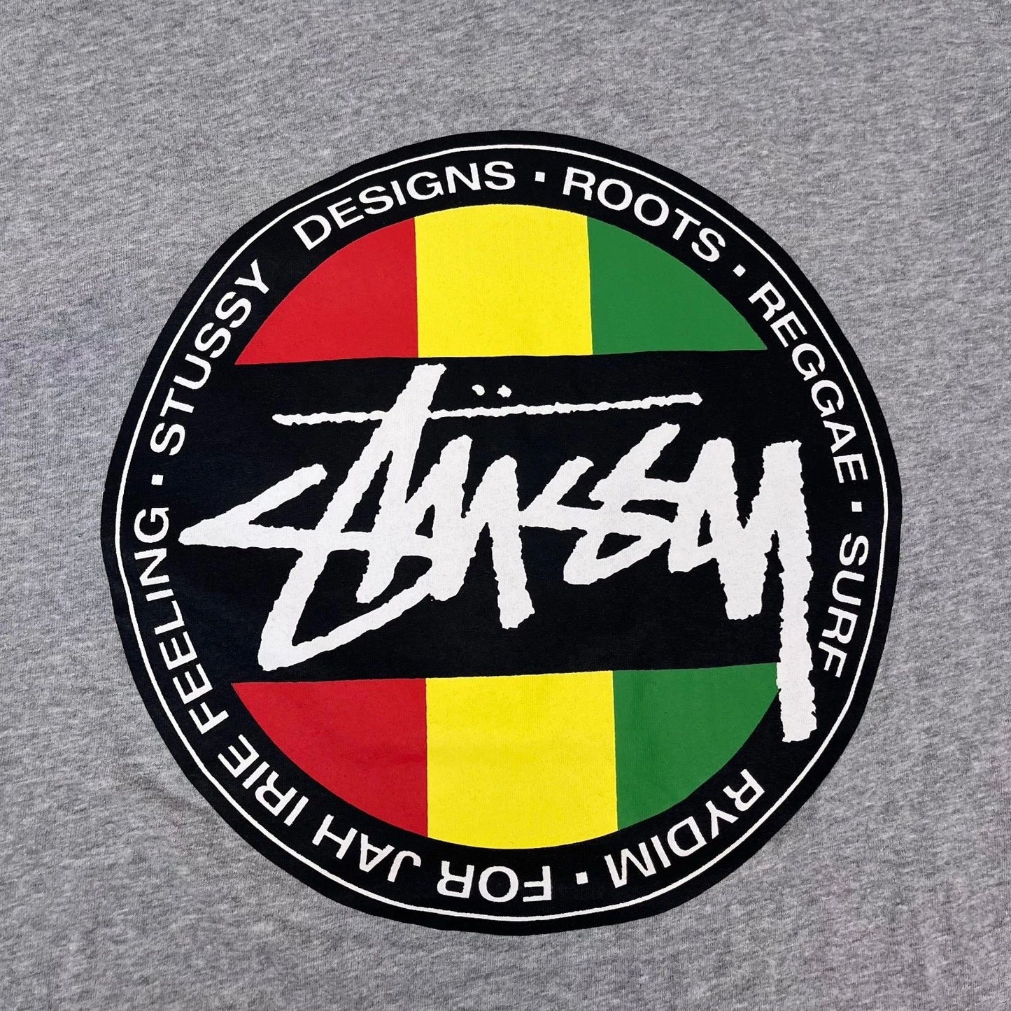 Vintage Stussy Garment Co. Custom Made Rasta Logo T-Shirt RARE Mens Size Large