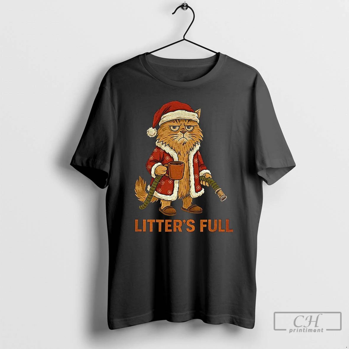 Premium Litters Full Funny Cat Santa Claus Christmas Parody T Shirts