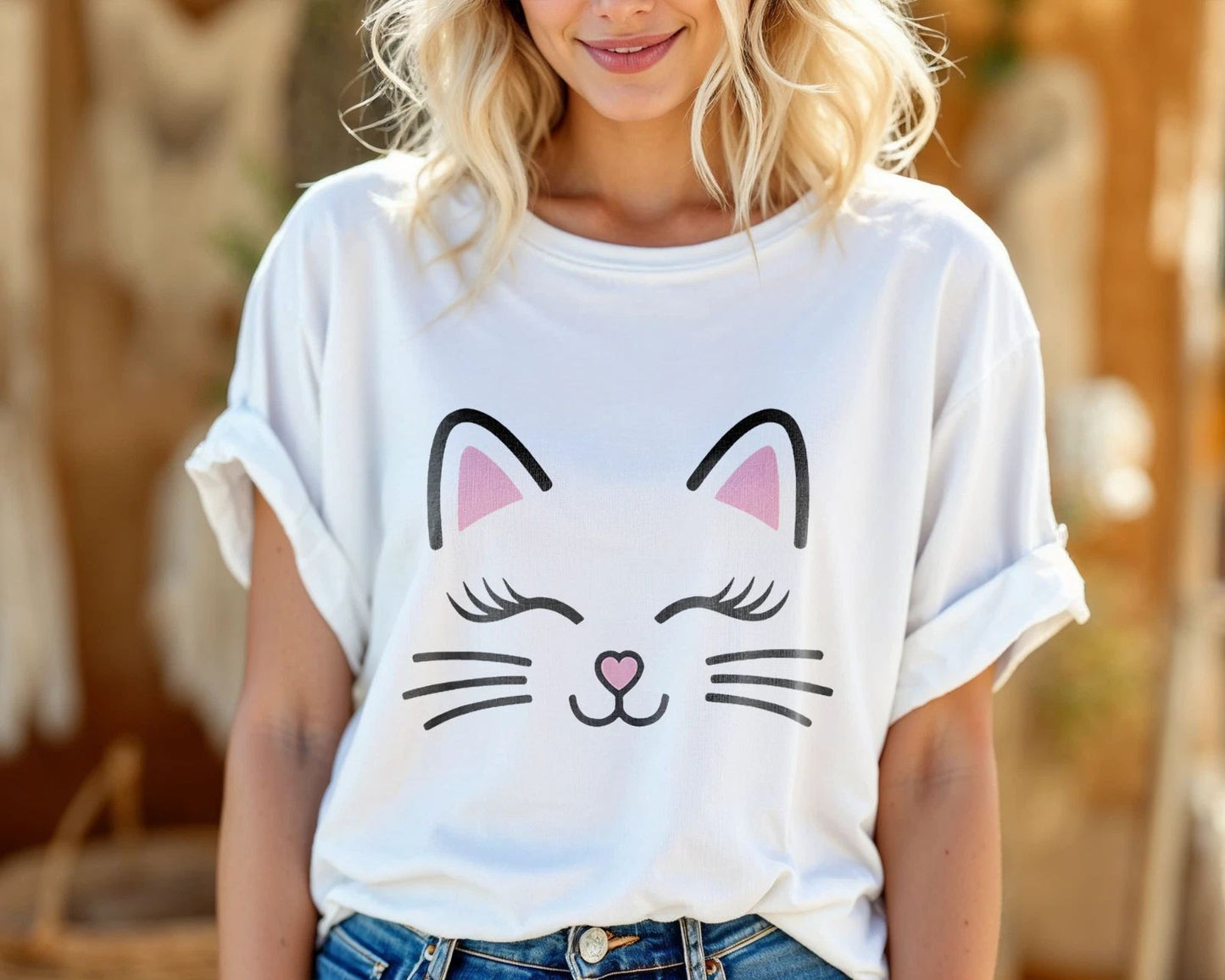 Cute Cat Face T-Shirt – Kawaii Kitty Graphic Tee, Adorable Cat Lover Gift A149