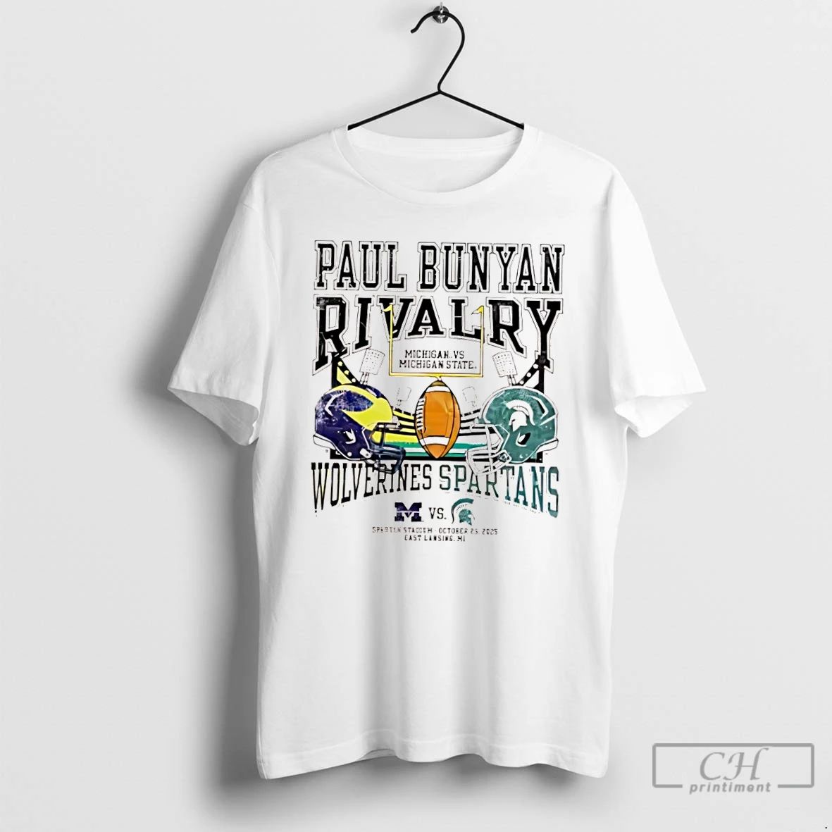 Classic Paul Bunyan Trophy Rivalry Michigan Wolverines And Michigan State Spartans Helmet Logo T Shirts
