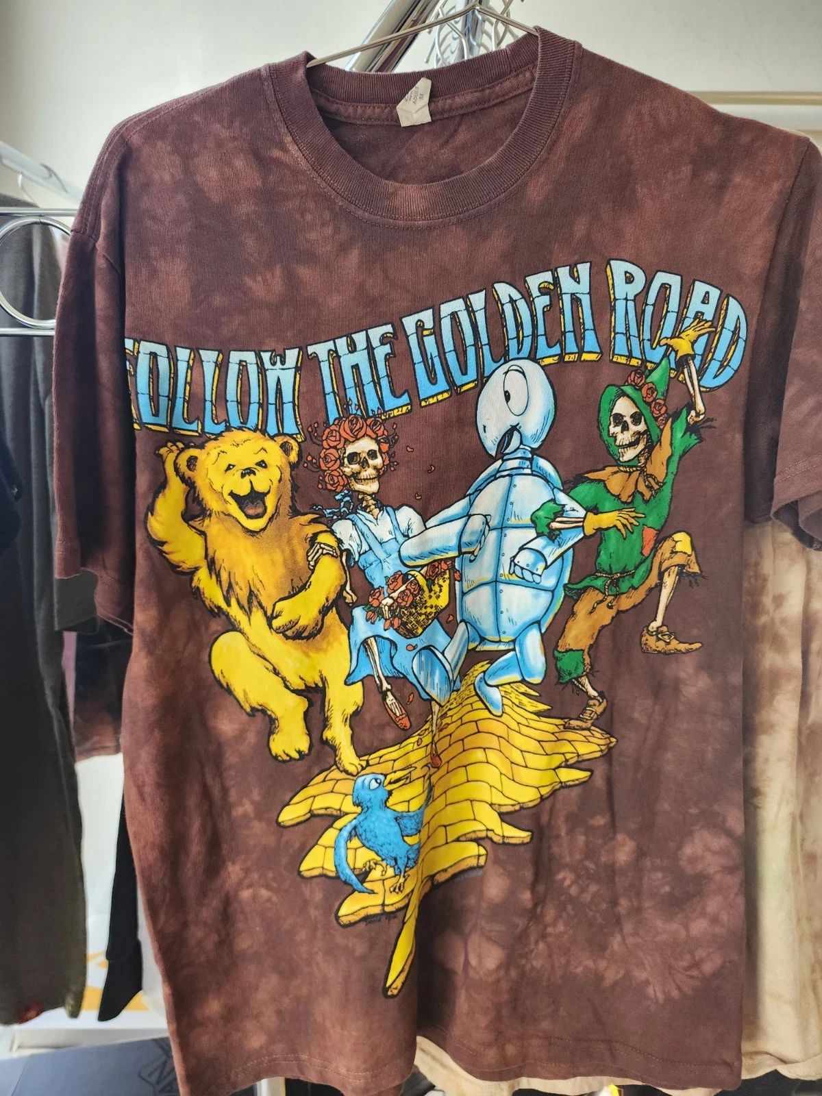 Liquid Blue Men's Grateful Dead Graphic Tie-Dye T-Shirt Brown Cotton Crew Neck M