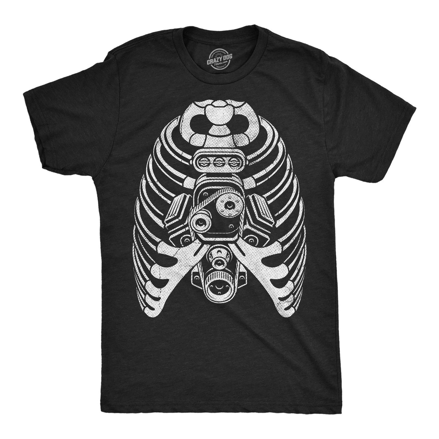 Mens Funny T Shirts Ribcage Engine Sarcastic Mechanic Graphic Novelty Tee for