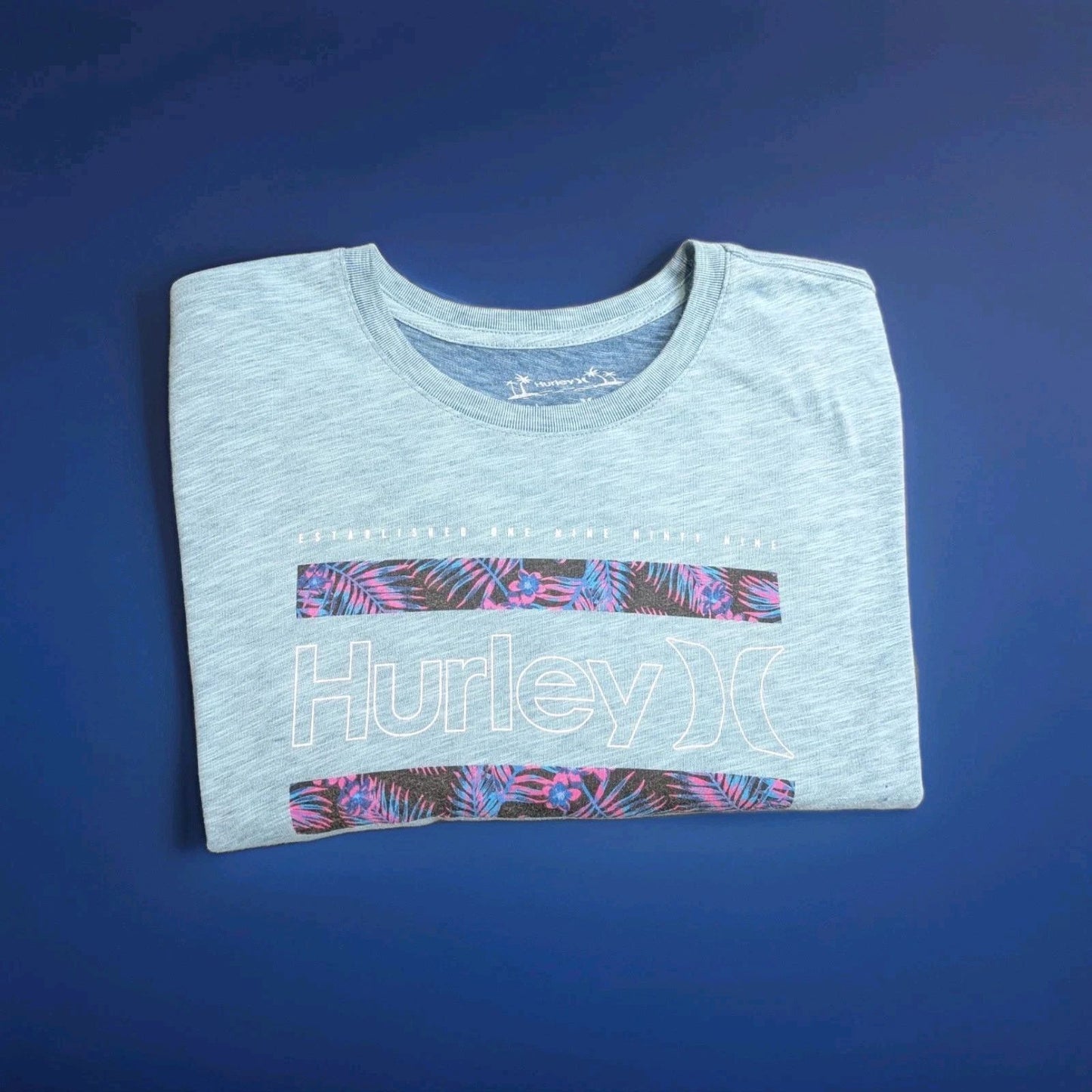 Hurley H20-Dri Logo Shirt XL Men's T-Shirt Blue Tropical Surf Vibes