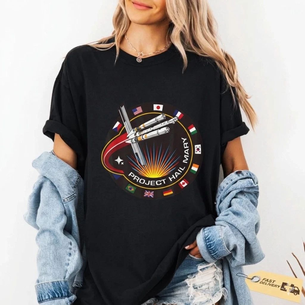 Project Hαil Mαry T-Shirt Space Mission Nerd Science Graphic Tee (S-5XL)