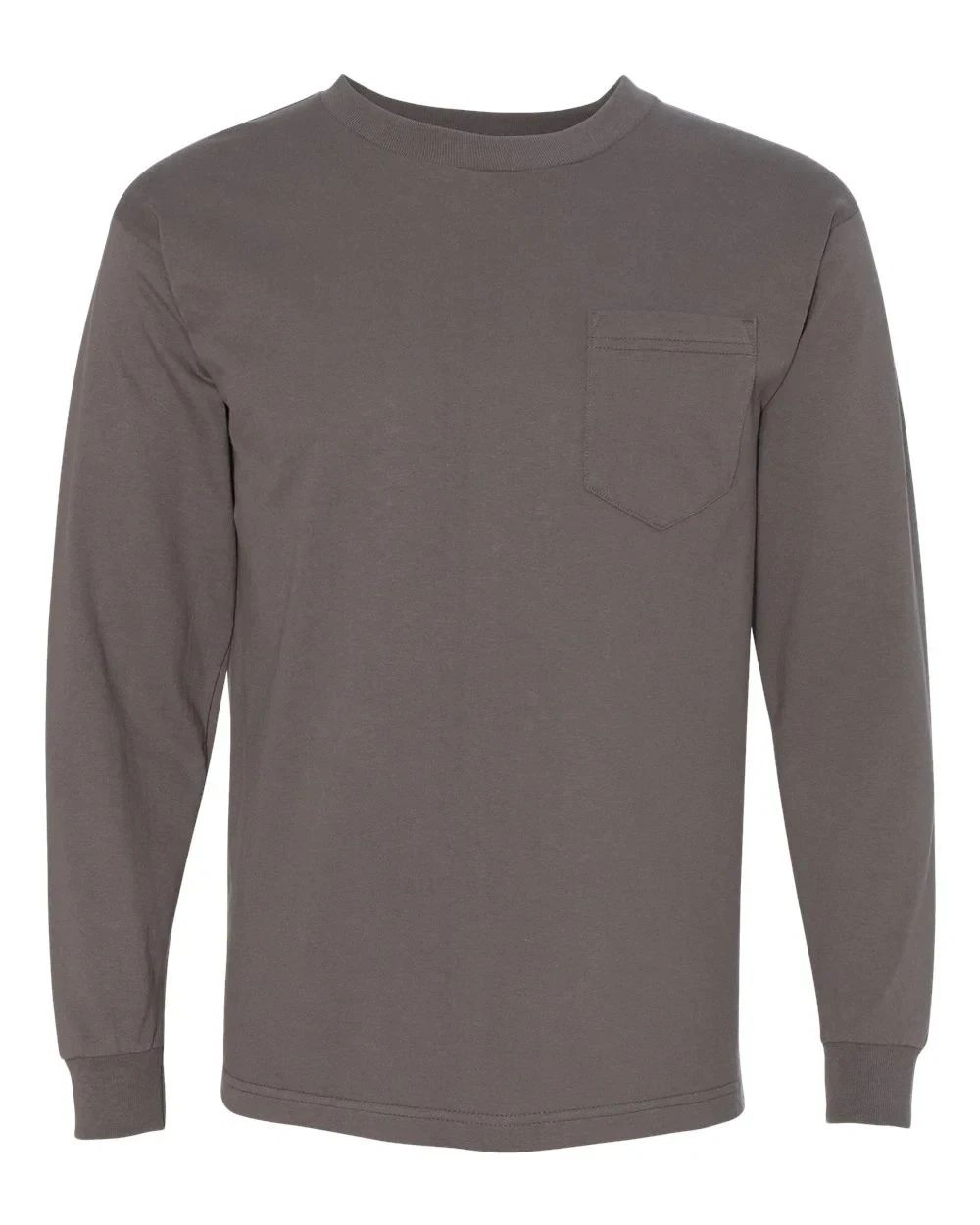 Bayside - Unisex USA made long sleeve pocket - 8100 - Small - 100% Cotton