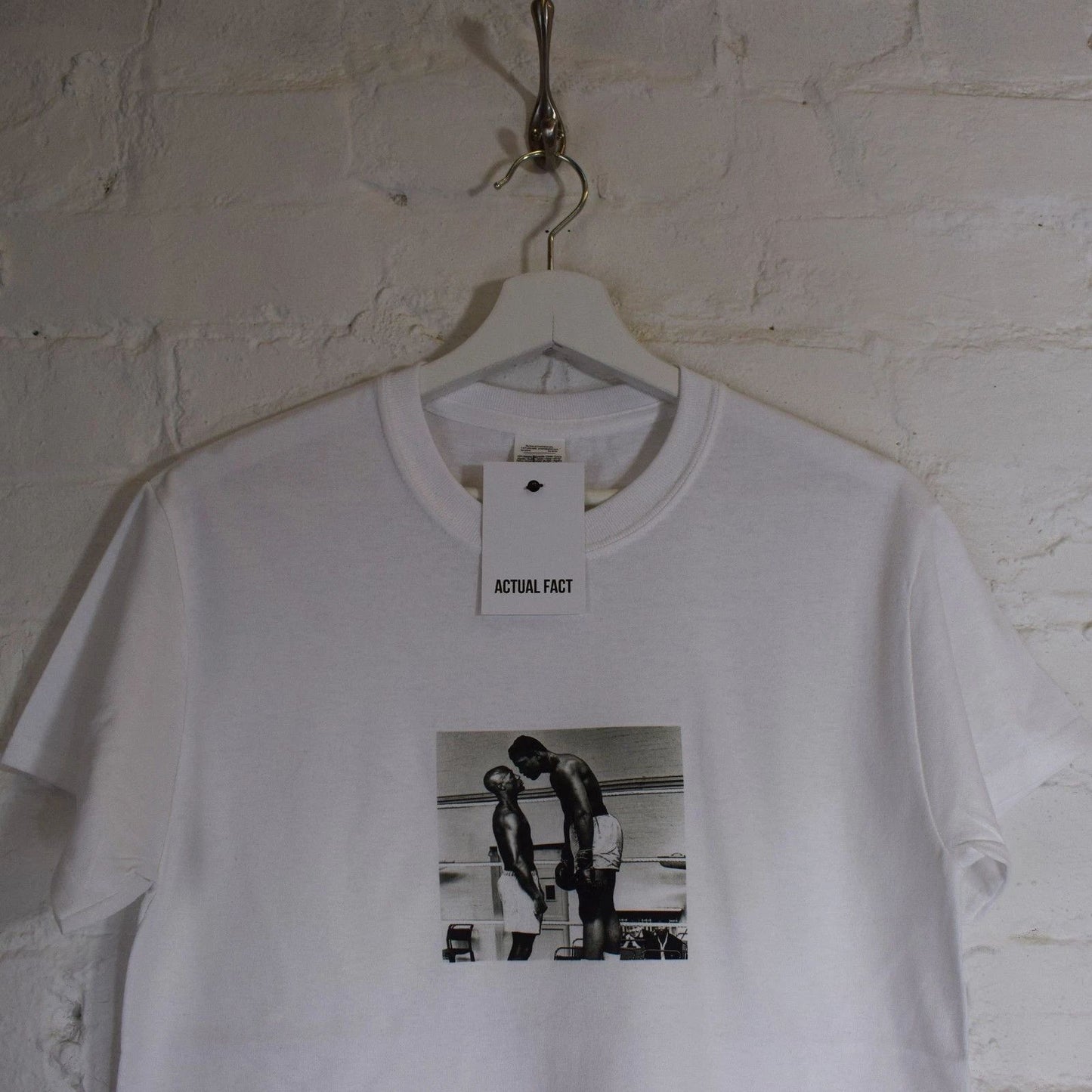 Mohammed Ali v Floyd Mayweather White Boxing Tee T-shirt by Actual Fact