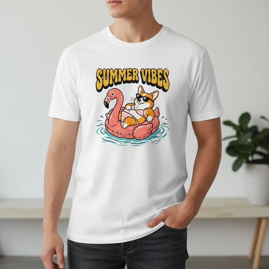 Corgi Summer Vibes Shirt, Funny Dog Beach Shirt, Cute Bikini Puppy T-Shirt