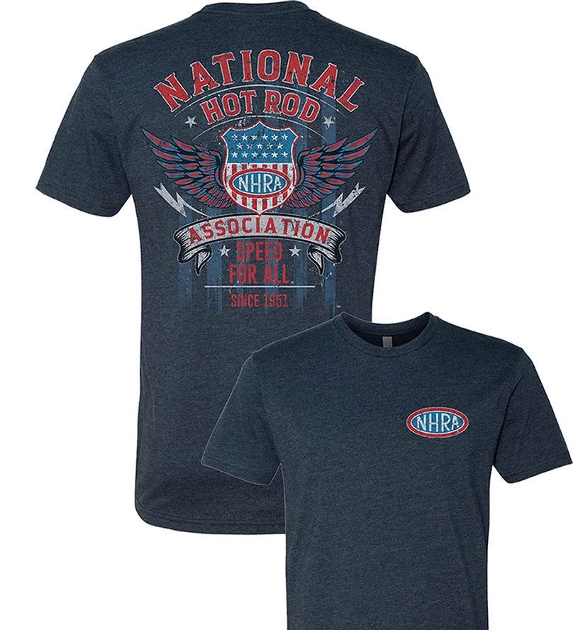 NHRA "VINTAGE SHIELD" LOGO BLACK TEE OFFICIAL LICENCED PRODUCT *FREE SHIPPING *