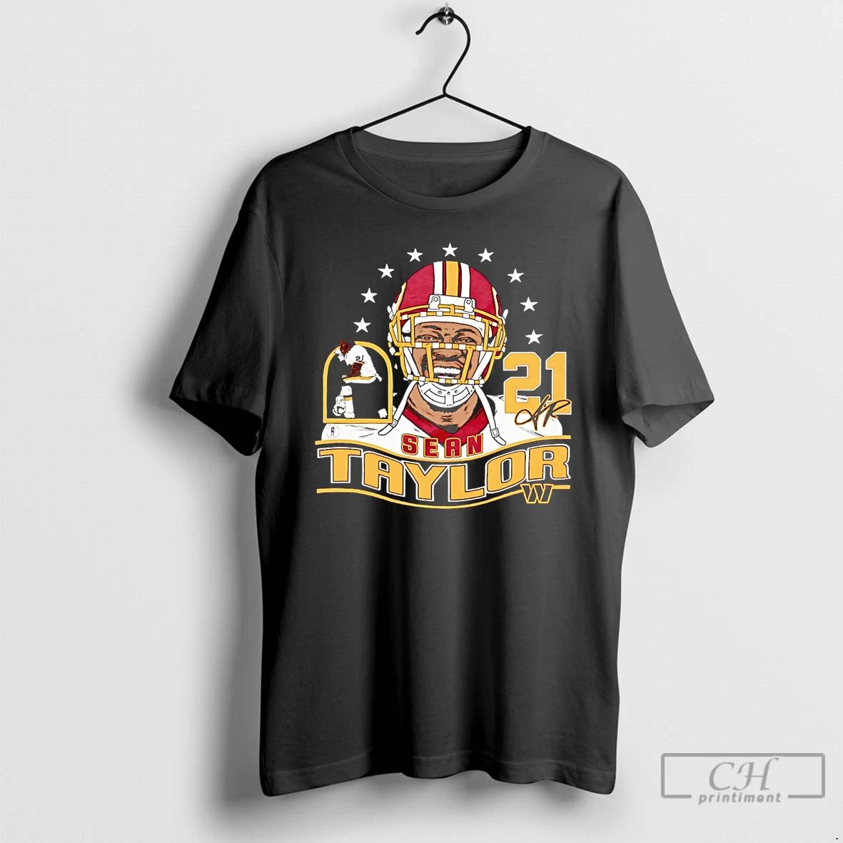 Classic Sean Taylor Caricature Head Signature Washington Commanders T Shirts