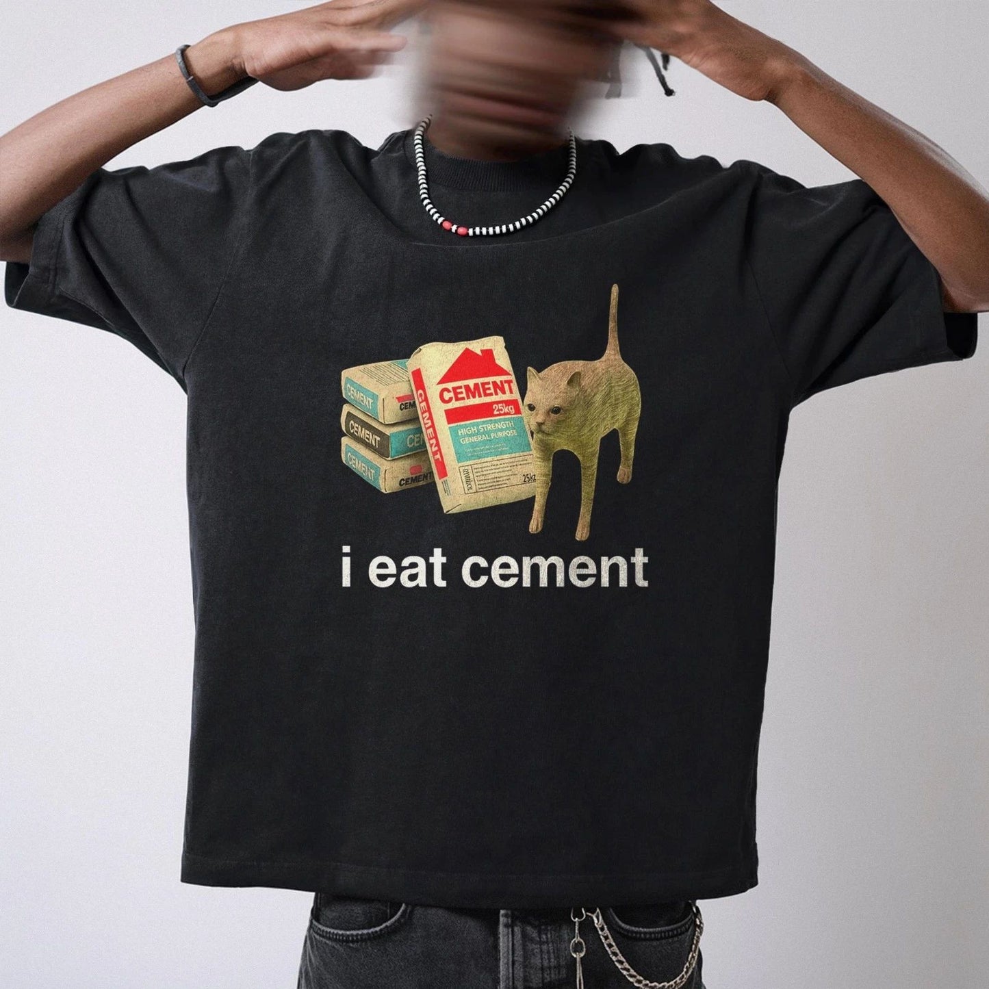I Eat Cement Cursed Cat, Funny Meme Shirt, Ironic Shirt, Cat Lover Gift
