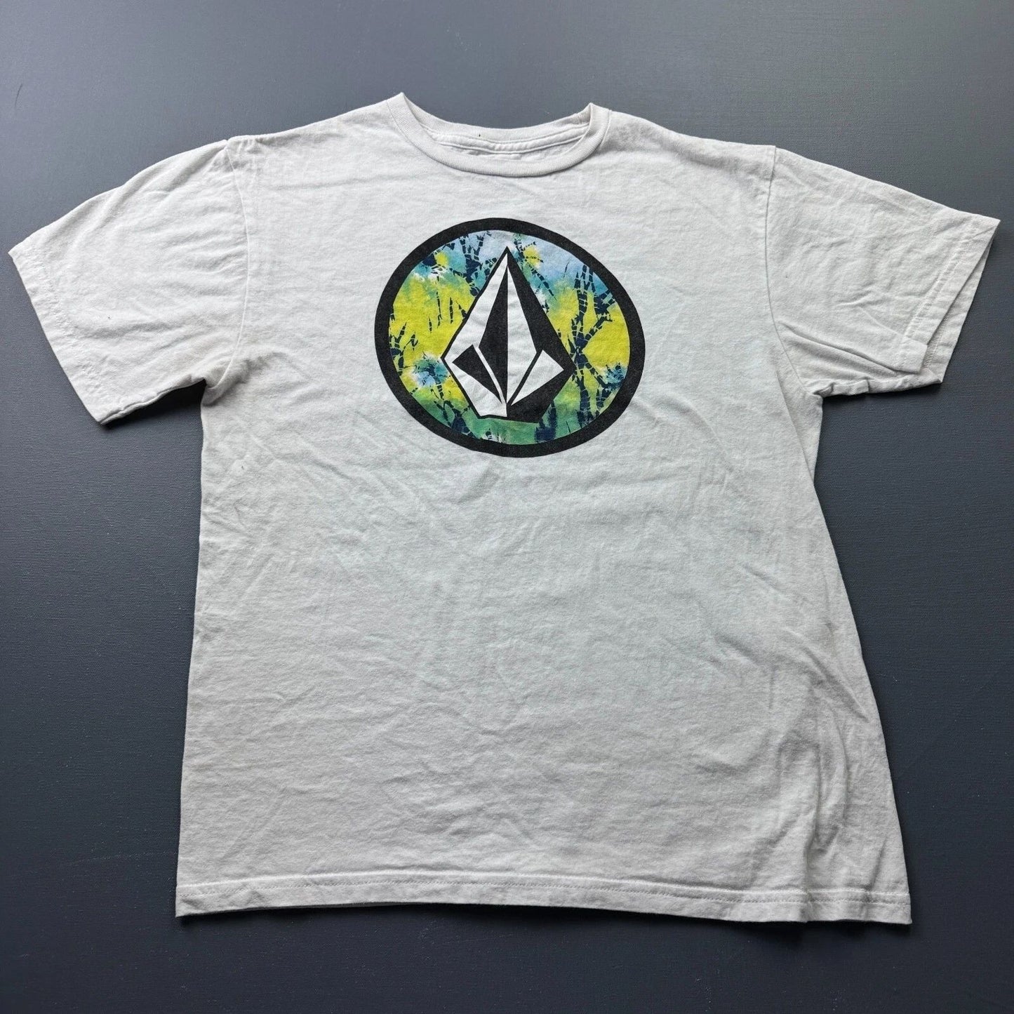 Volcom T Shirt Boys Large White Graphic Logo Streetwear Skate Surf Casual Kids