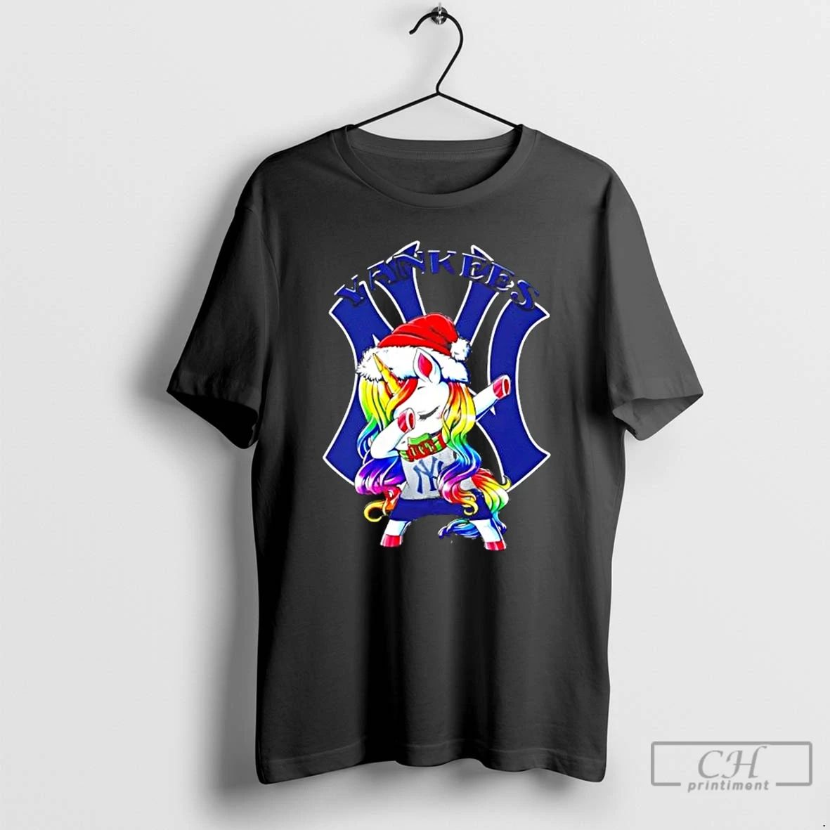 Classic New York Yankees X Unicorn Santa Hat Dabbing Merry Christmas T Shirts