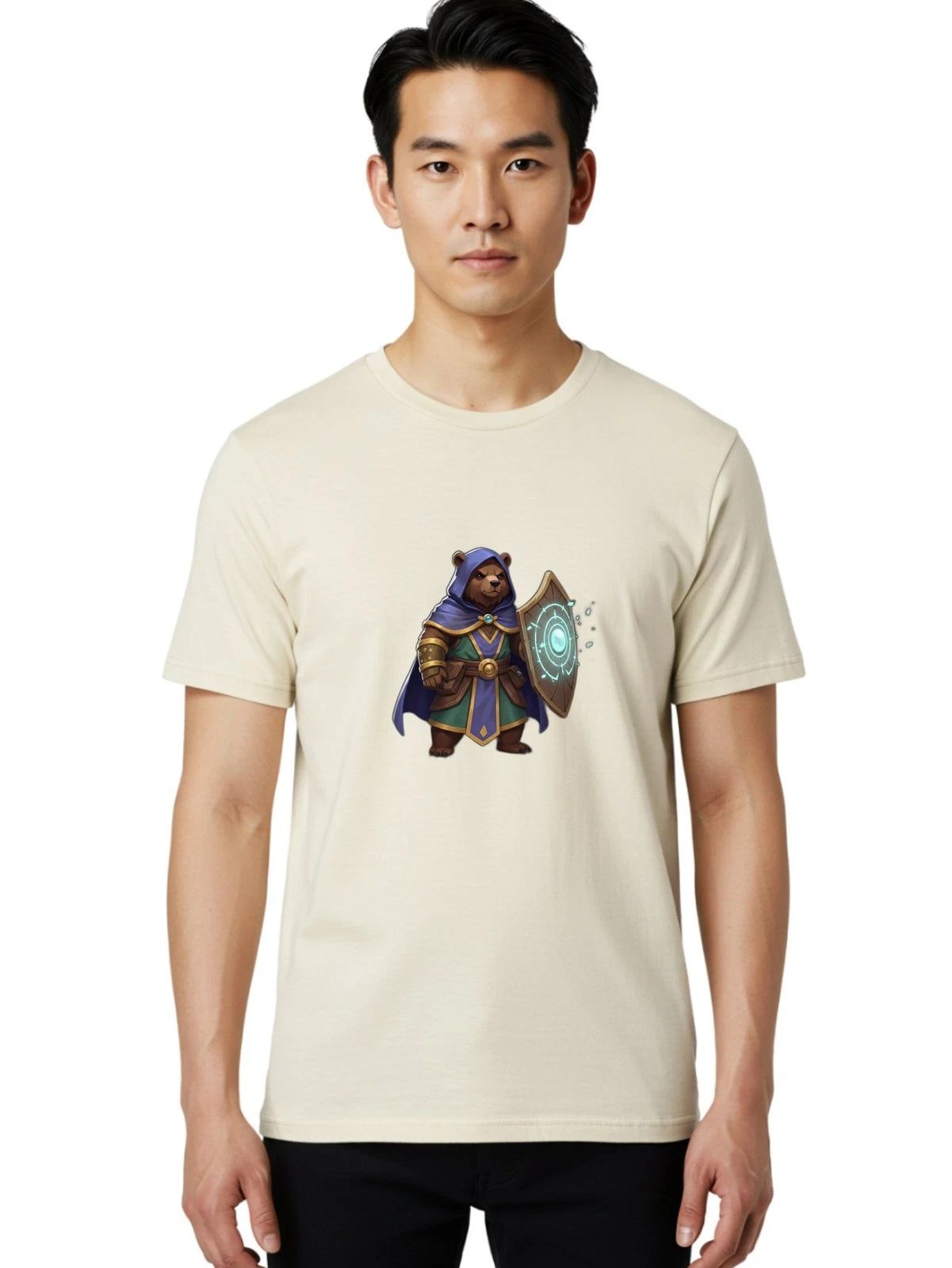 Guardian-Bear Mens Graphic Tee, 100% Cotton, Casual Summer Wear