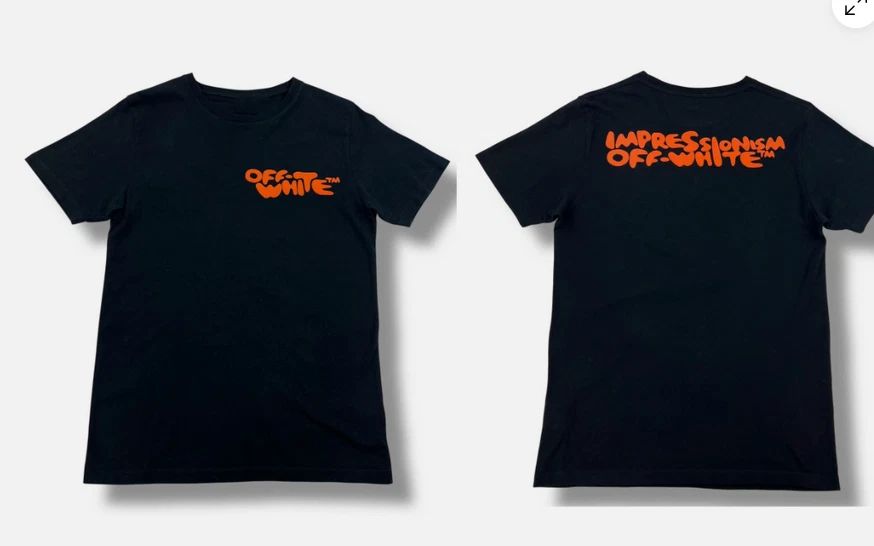 Black Off White Tee Reprint Impressionism Orange Font Graphic Cotton Shirt S-5XL