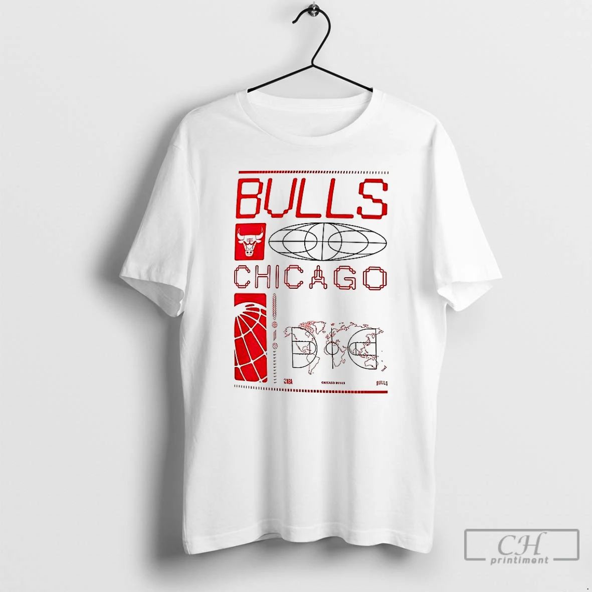 Classic Chicago Bulls Basketball Courtside Map And Arena T Shirts