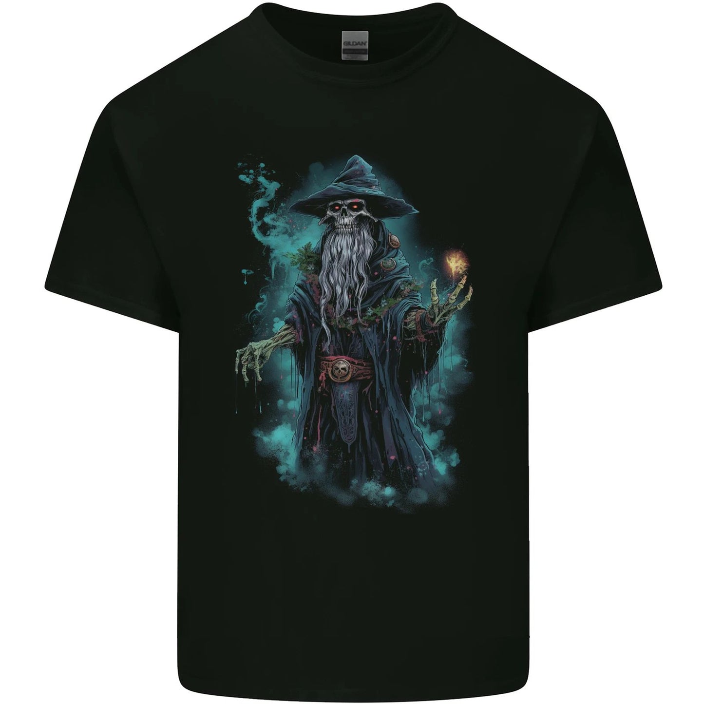 Fantasy Wizard Warlock Skull Mens Light Cotton T-Shirt